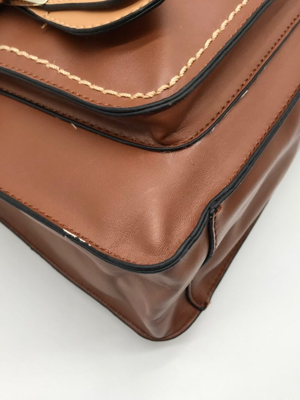 Move & Moda Brown Faux Leather Convertible Work Briefcase Crossbody - Picture 6 of 13